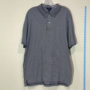 Blue & White Striped Golf Polo By LINCS David Chu. Size Large.
